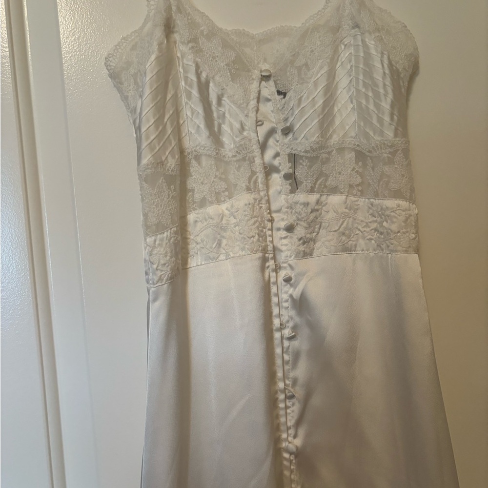 Zara White Lace and Satin Dress